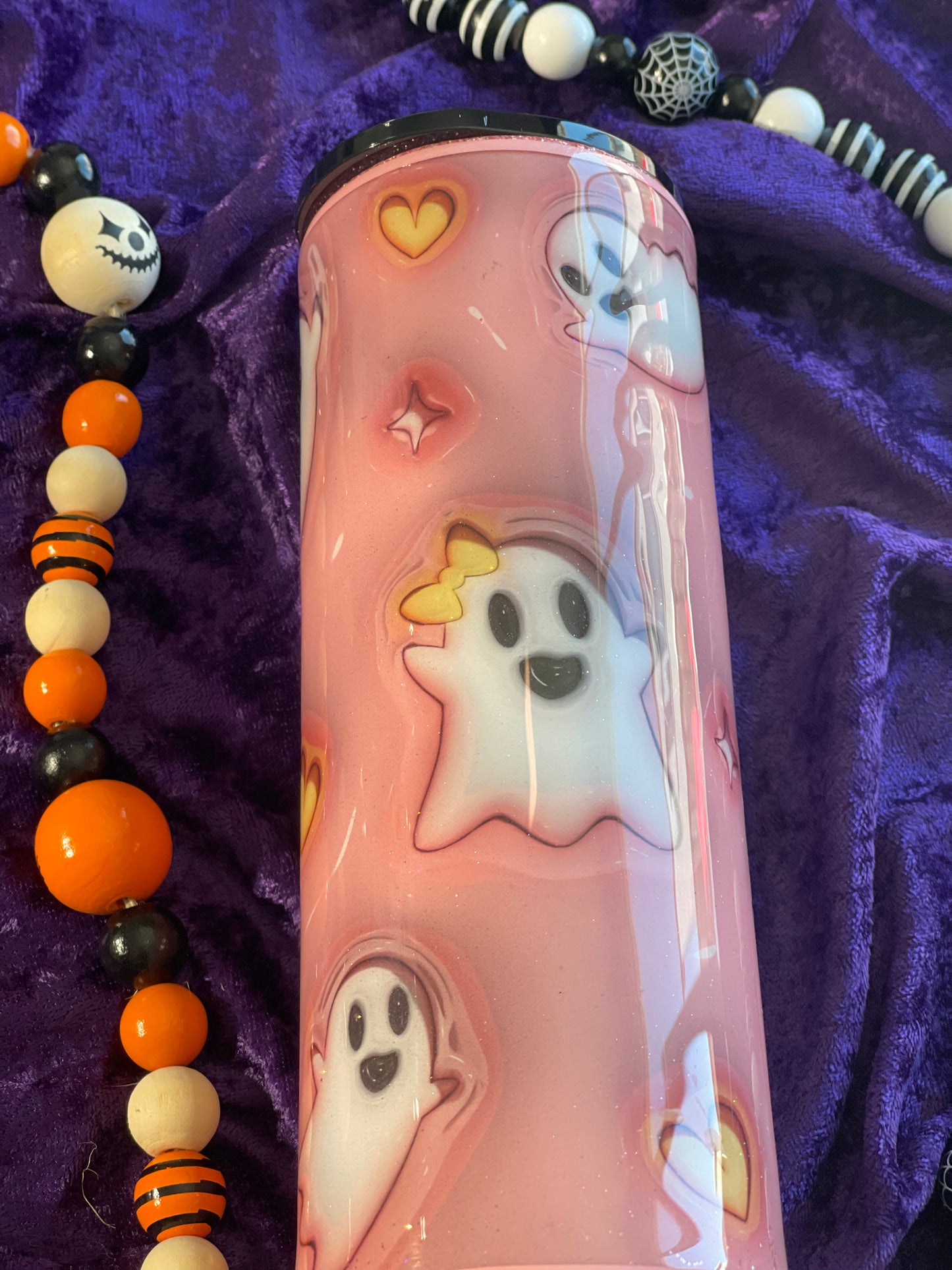 Pink 3D Puff Ghosts Stainless Steel Tumbler