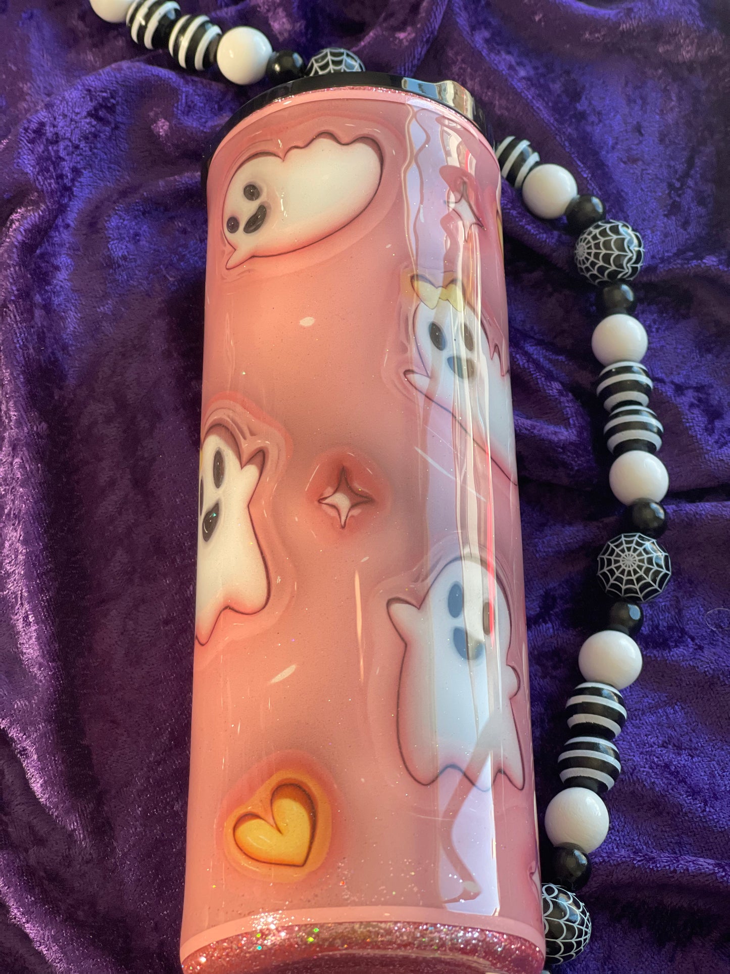 Pink 3D Puff Ghosts Stainless Steel Tumbler