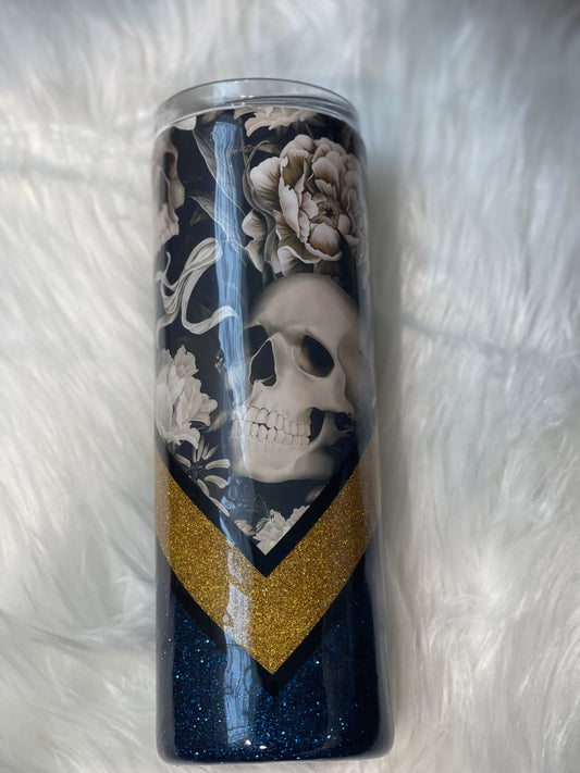 SKULL AND GLITTER TUMBLER