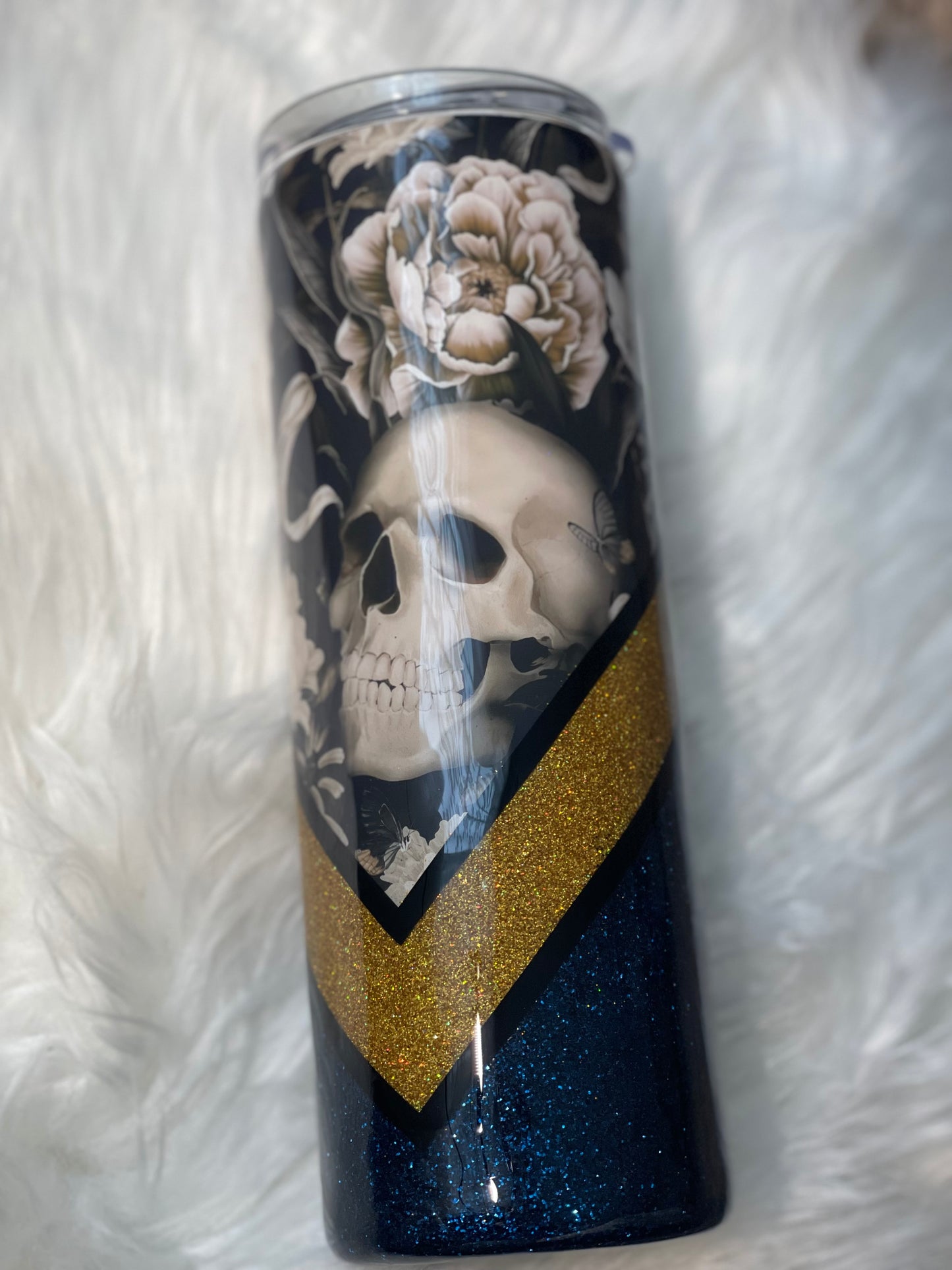 SKULL AND GLITTER TUMBLER