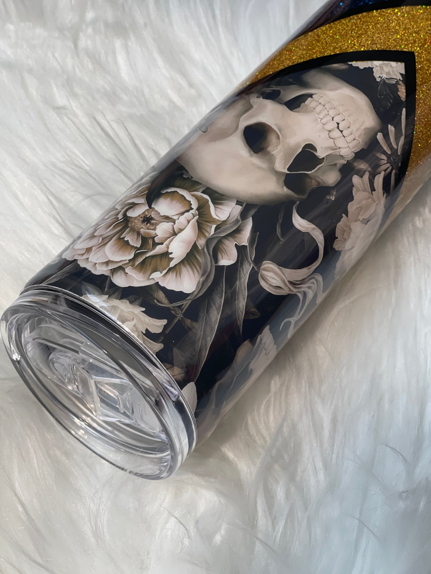 SKULL AND GLITTER TUMBLER